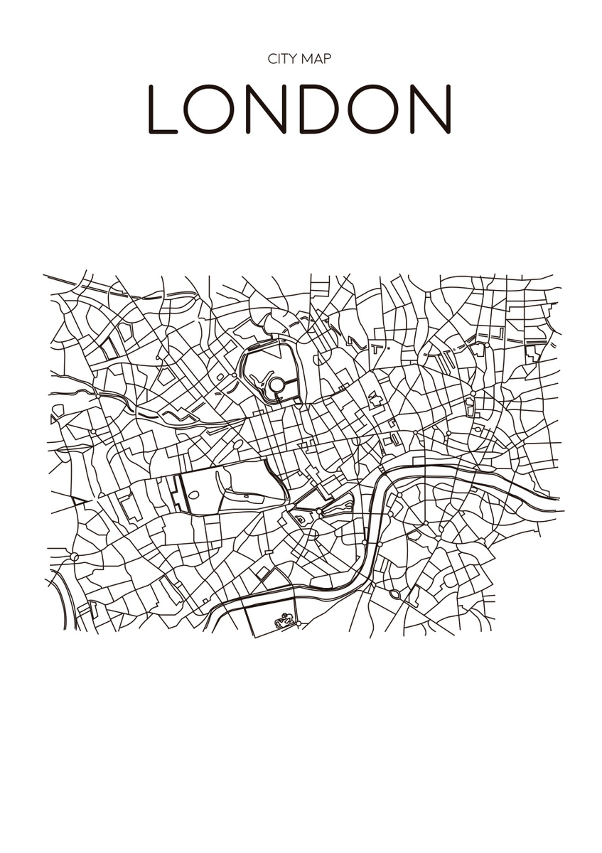 Quadro Mapa Minimalista London Branco