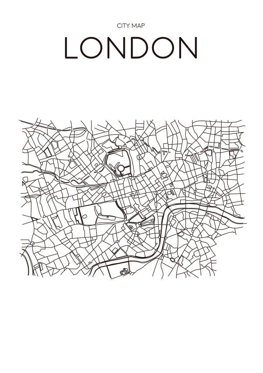 Quadro Mapa Minimalista London Branco