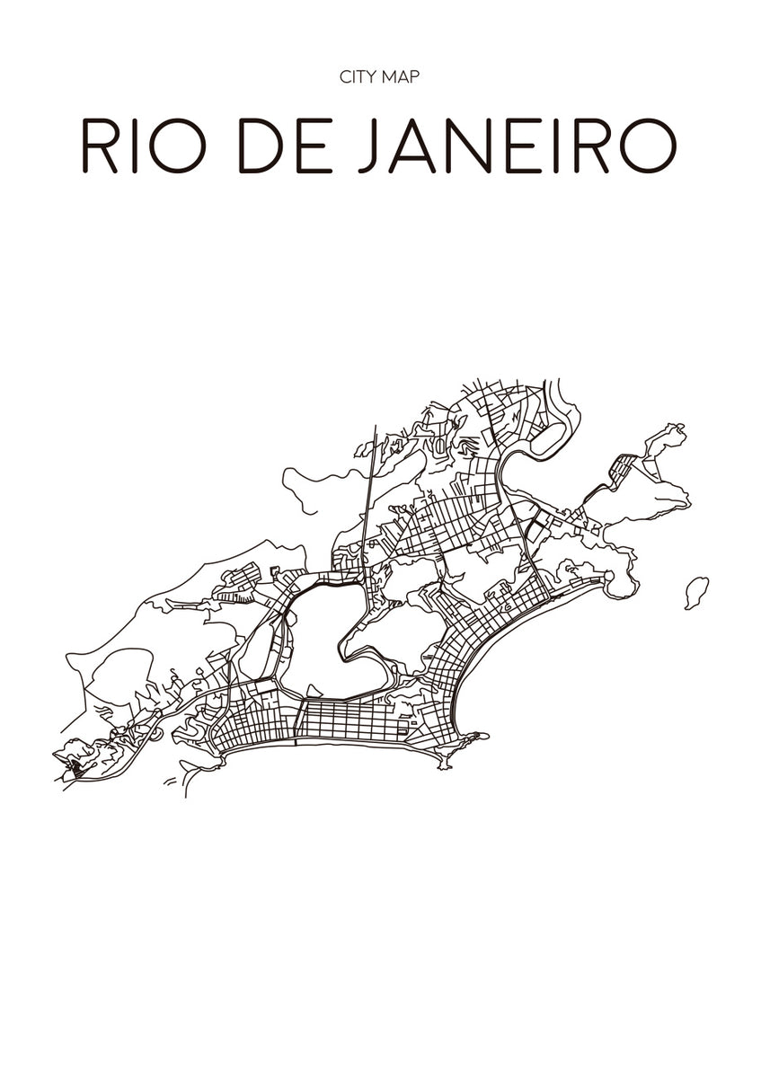 Quadro Mapa Minimalista Rio de Janeiro Branco