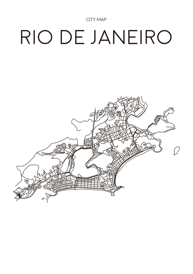 Quadro Mapa Minimalista Rio de Janeiro Branco