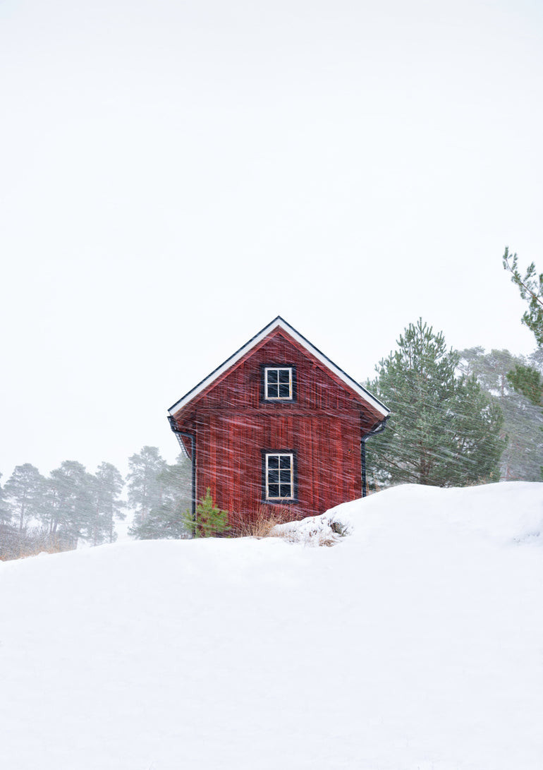 Quadro Old Red House During Snowstorm