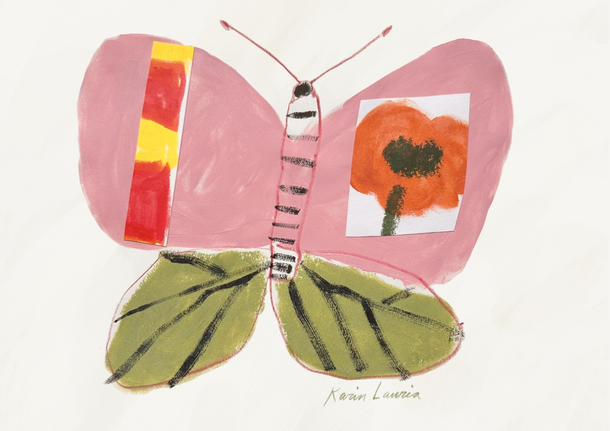 Quadro Pink And Green Butterfly