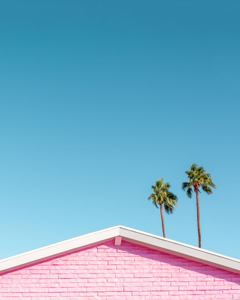 Quadro Pink Roofline With Palm Trees