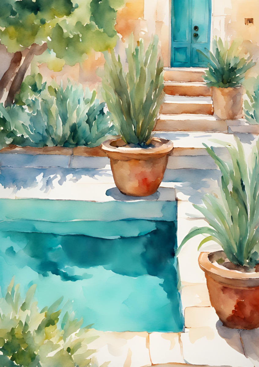 Quadro Pool with Plants