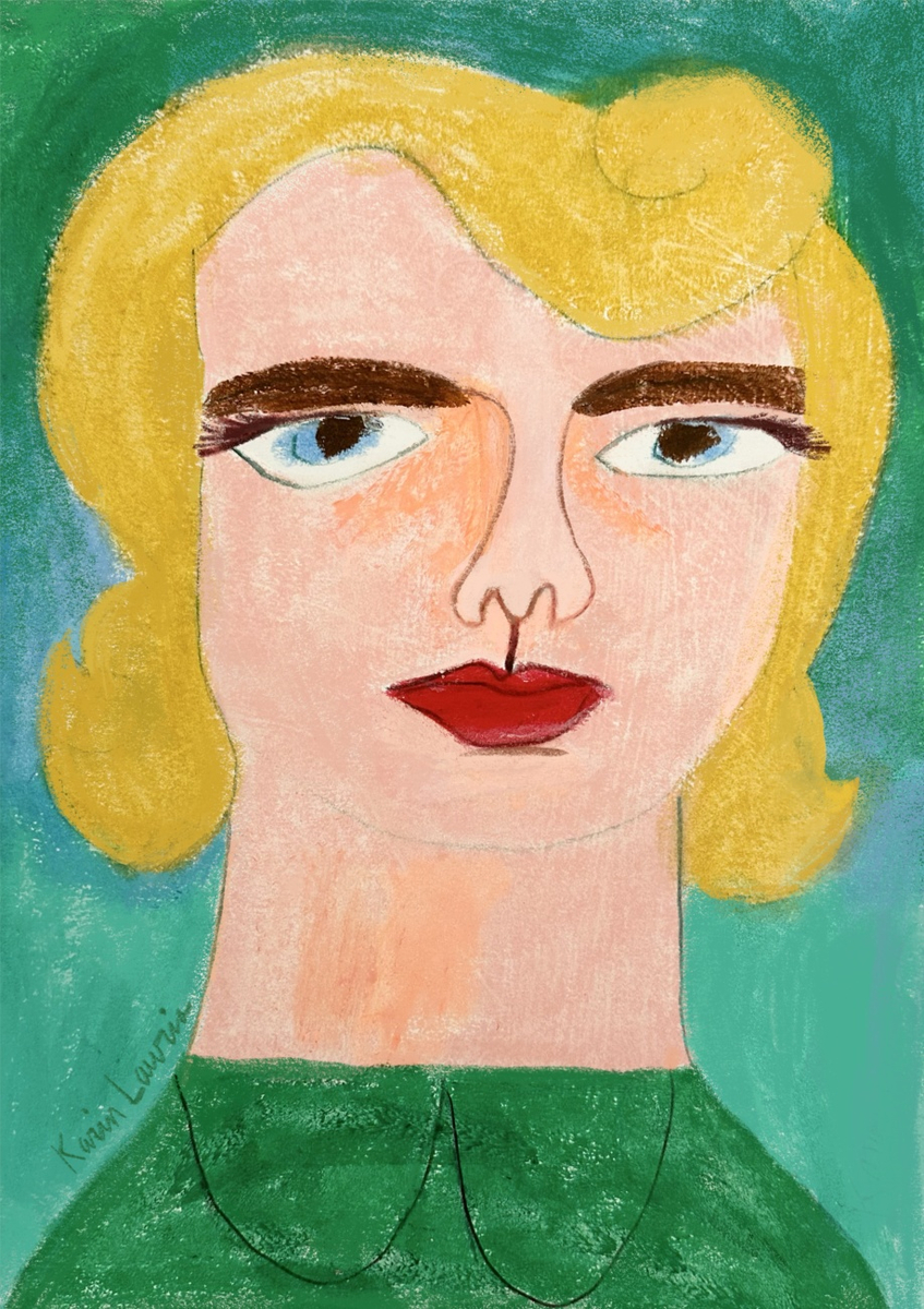 Quadro Portrait Of Blonde Woman In Green