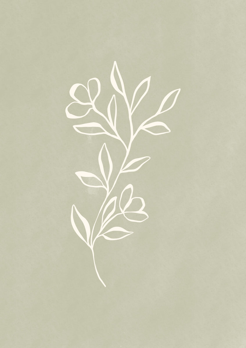 Quadro Sage Green Line Flower 2