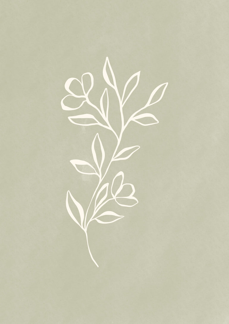 Quadro Sage Green Line Flower 2