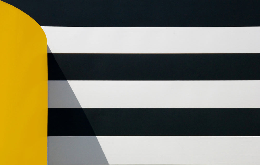 Quadro Black White and Yellow Stripe Building