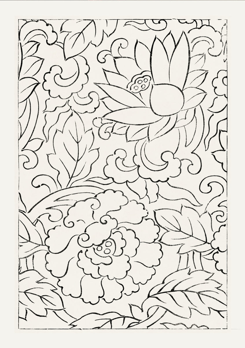Quadro Vintage Woodblock Flowers