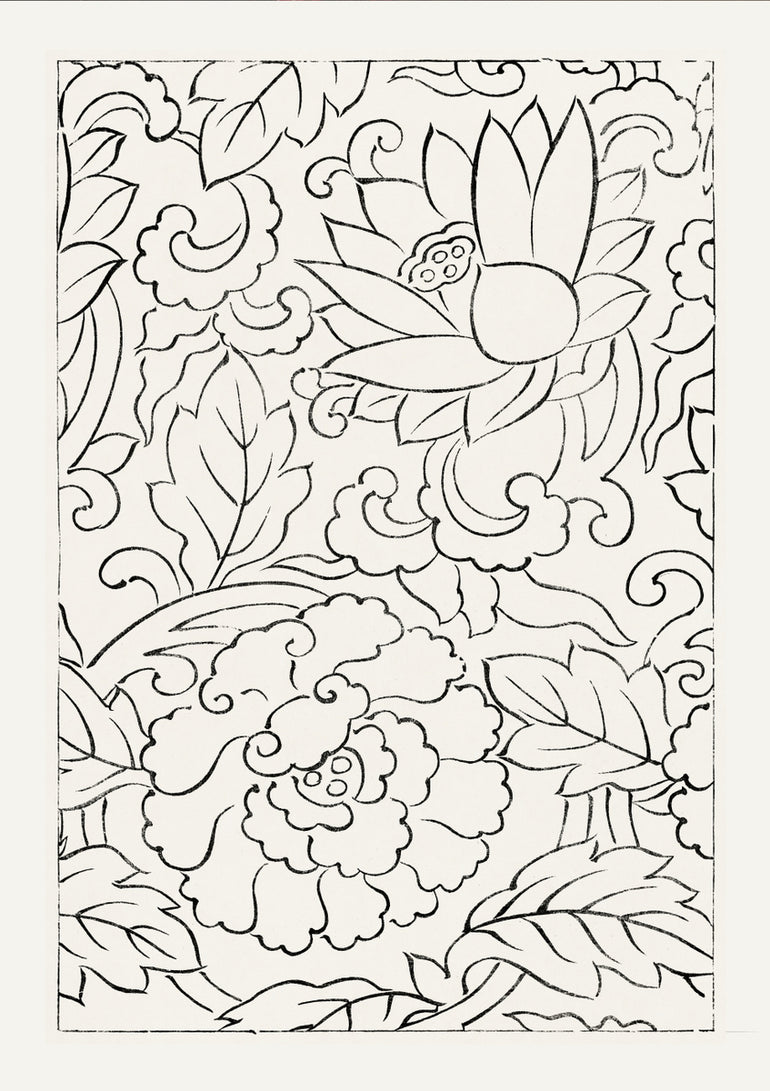 Quadro Vintage Woodblock Flowers