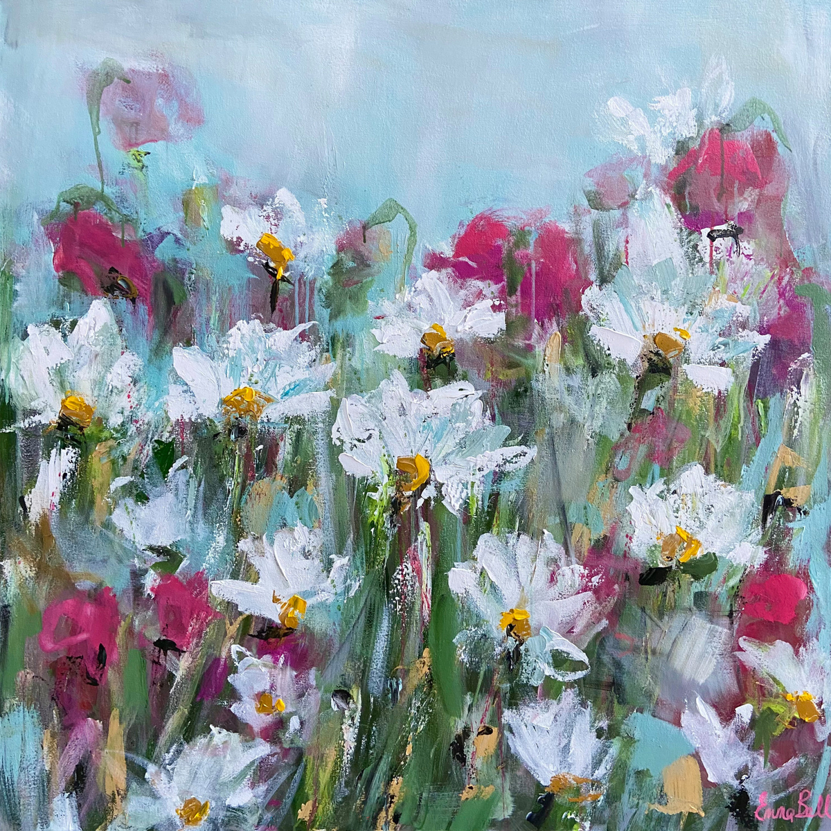 Quadro White Daisies And Pink Blossoms