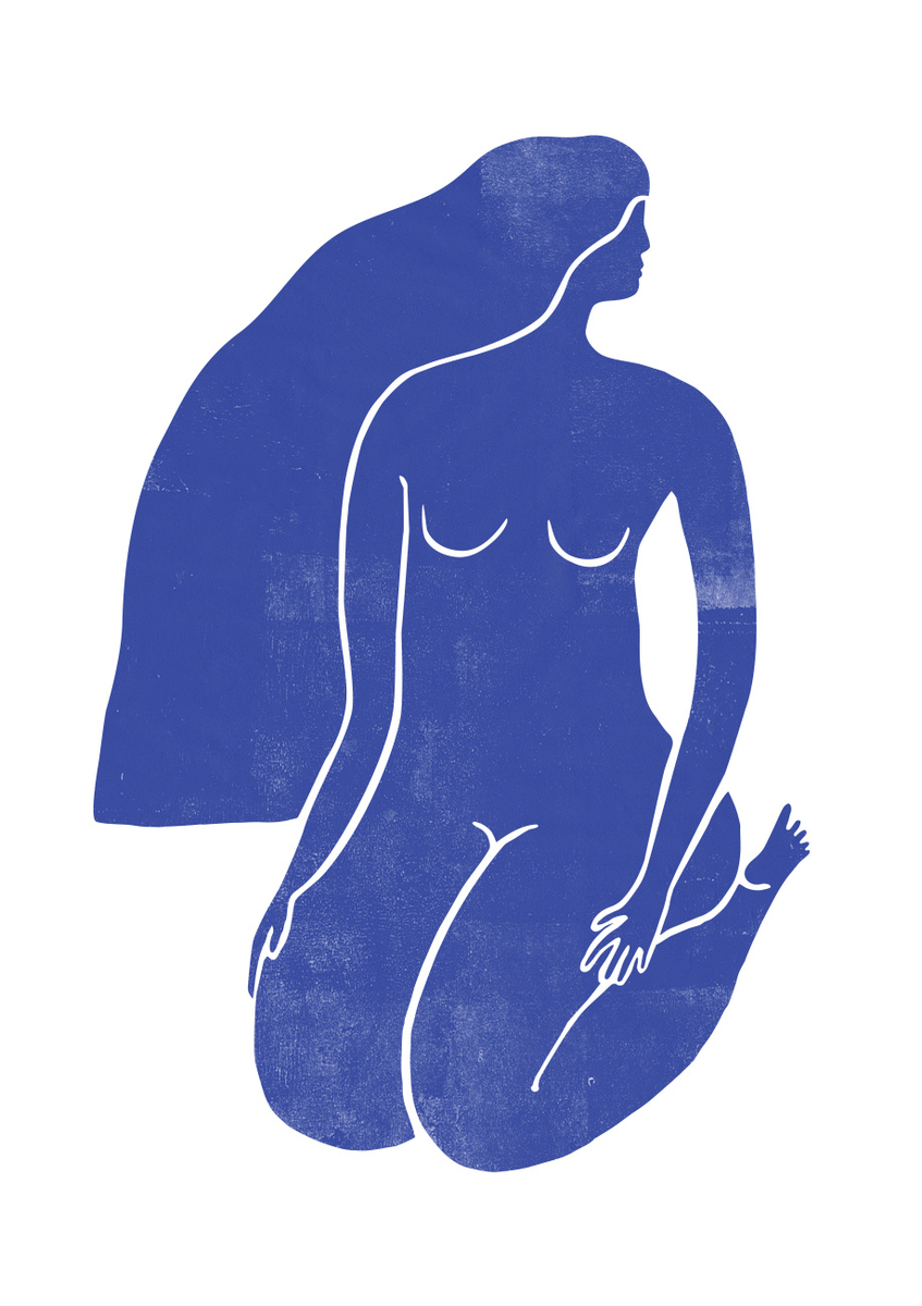 Quadro Woodblock Girl Blue 2