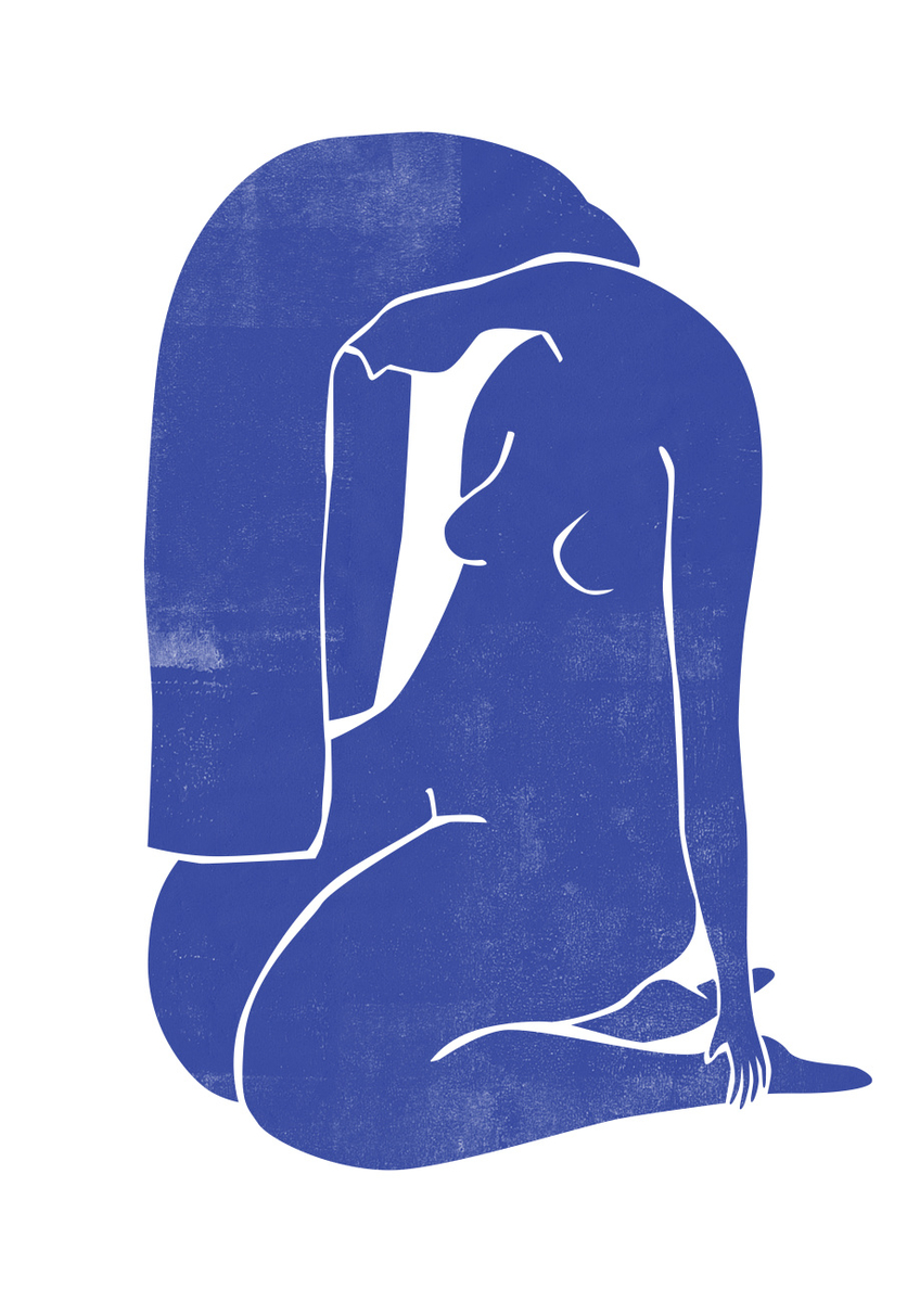 Quadro Woodblock Girl Blue