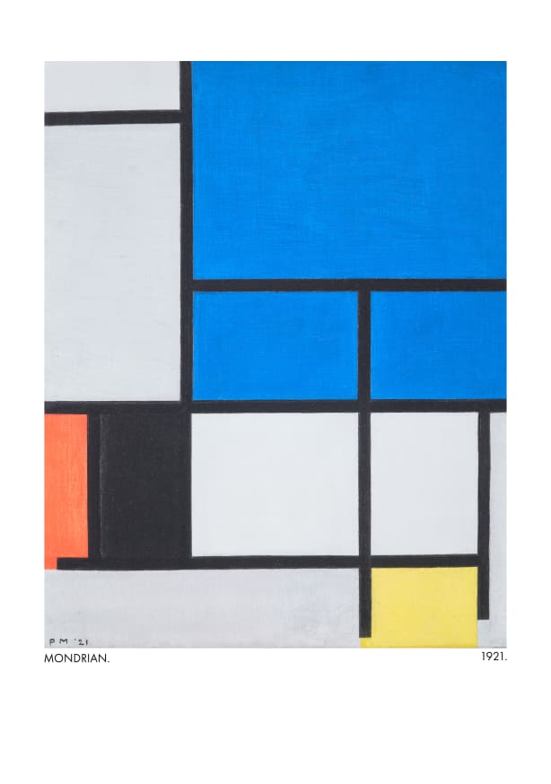 Quadro Composition with Large Blue Plane, Red, Black, Yellow, and Gray 1921 By 1x Studio