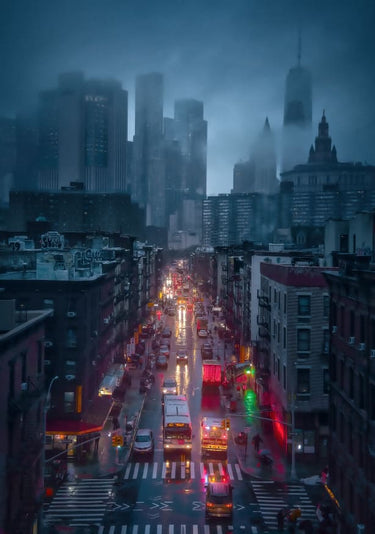Quadro Raining China Town By Javier de La