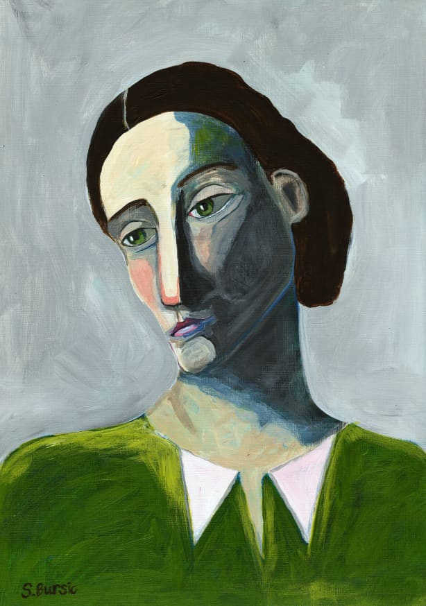 Quadro Waiting Woman By Sharyn Bursic