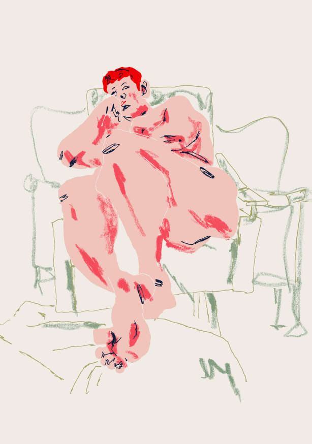 Quadro Model Resting in a Chair