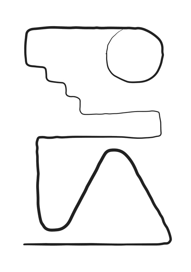 Quadro Abstract Scribble Mountains Sun