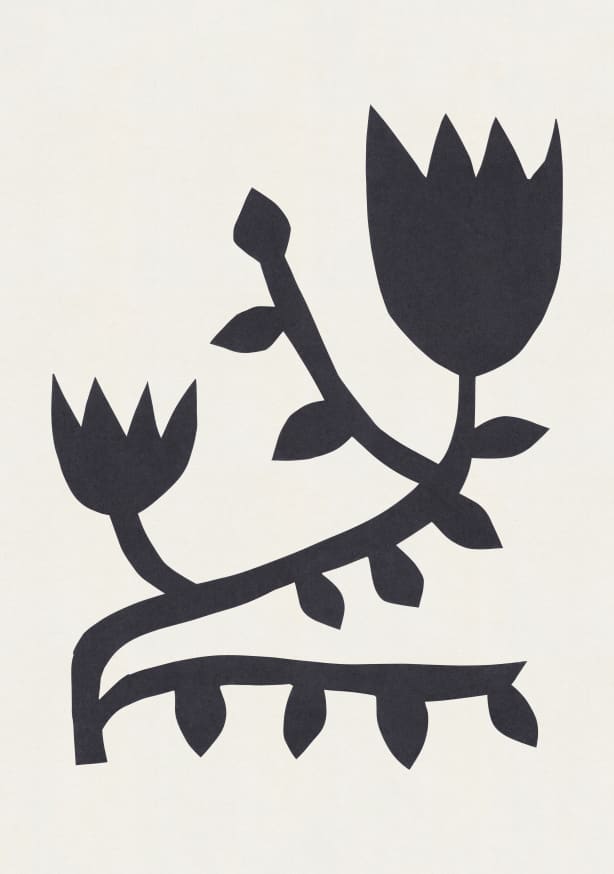 Quadro Black Branch with Two Flowers