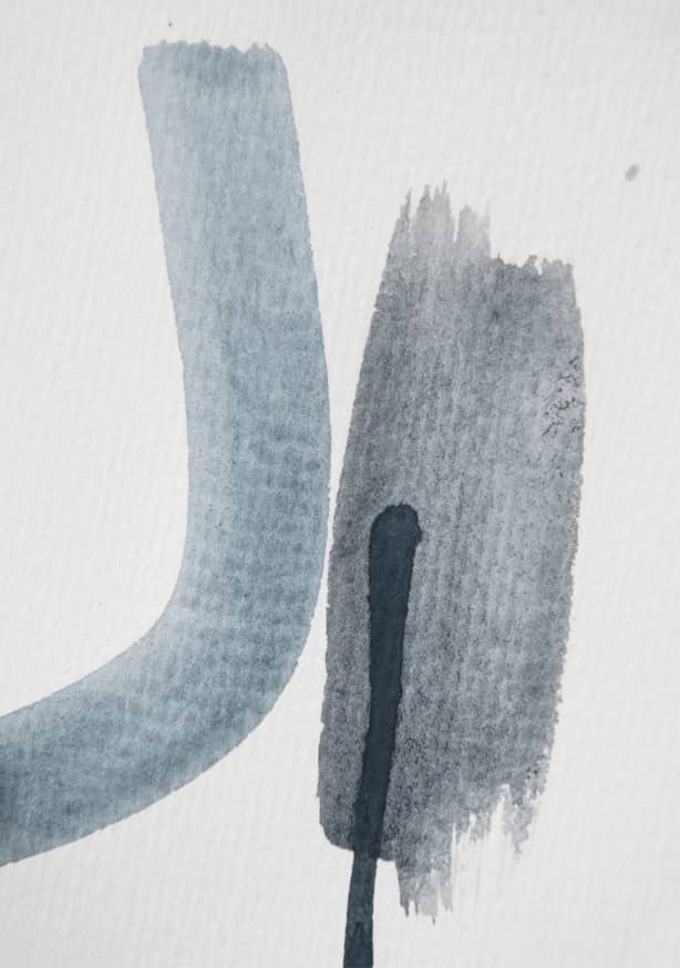Quadro Aquarelle Meets Pencil - Blue and Black