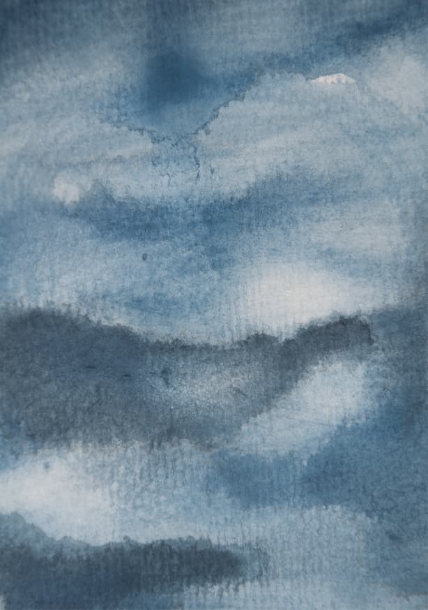 Quadro Aquarelle Meets Pencil Blue Clouds - Obrah | Quadros e Posters para Transformar a Parede