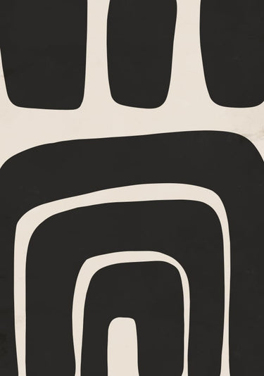 Quadro Black and Beige Abstract Boho Shapes - Obrah | Quadros e Posters para Transformar a Parede