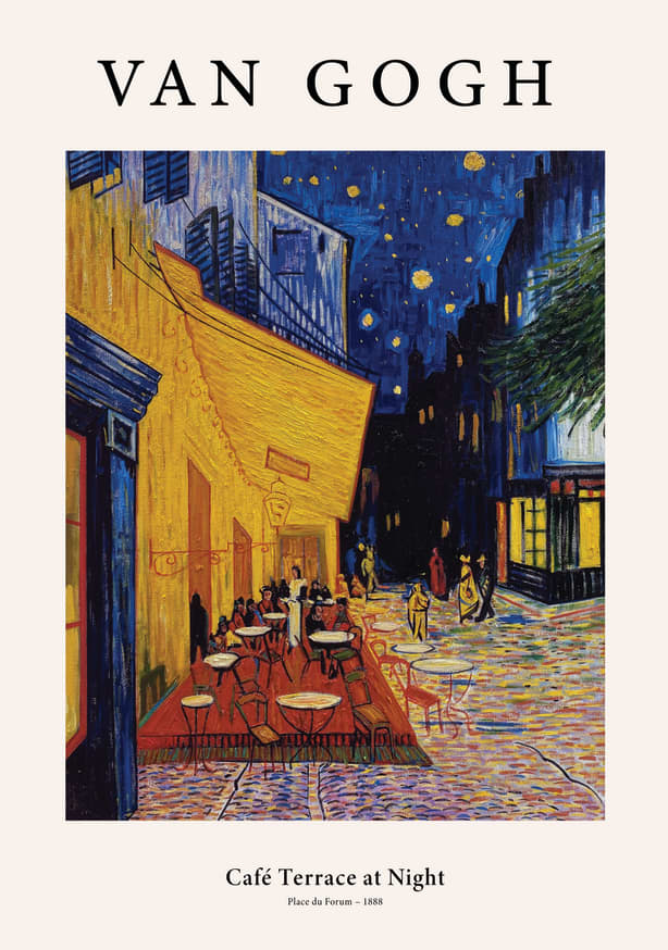 Quadro Café Terrace At Night by Van Gogh - Obrah | Quadros e Posters para Transformar a Parede