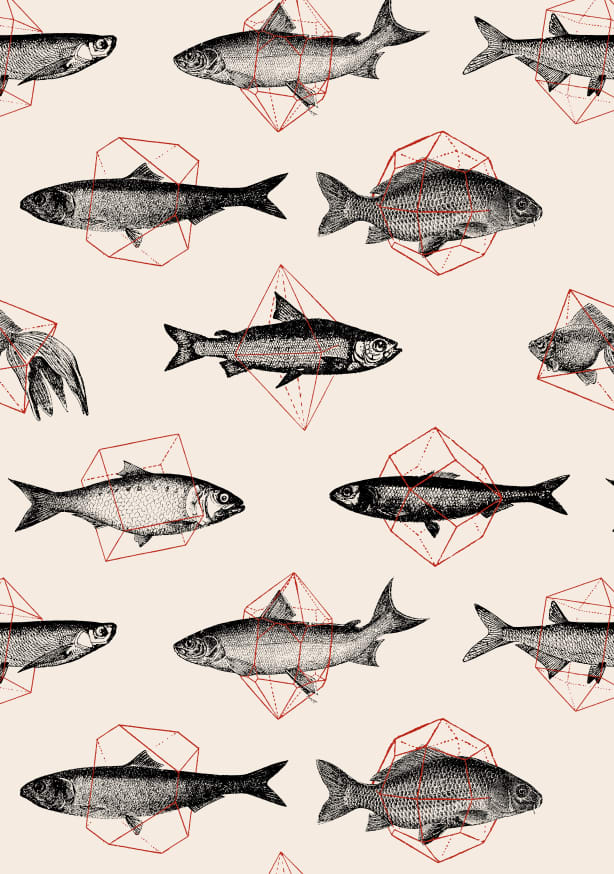 Quadro Fishes in Geometrics I - Obrah | Quadros e Posters para Transformar a Parede