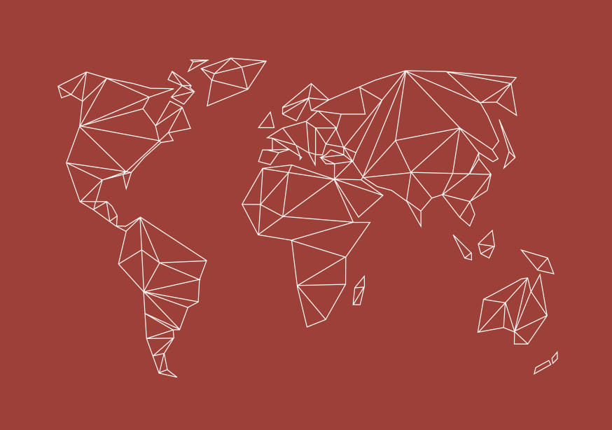 Quadro Geometrical World Map Earthy Red Terracotta