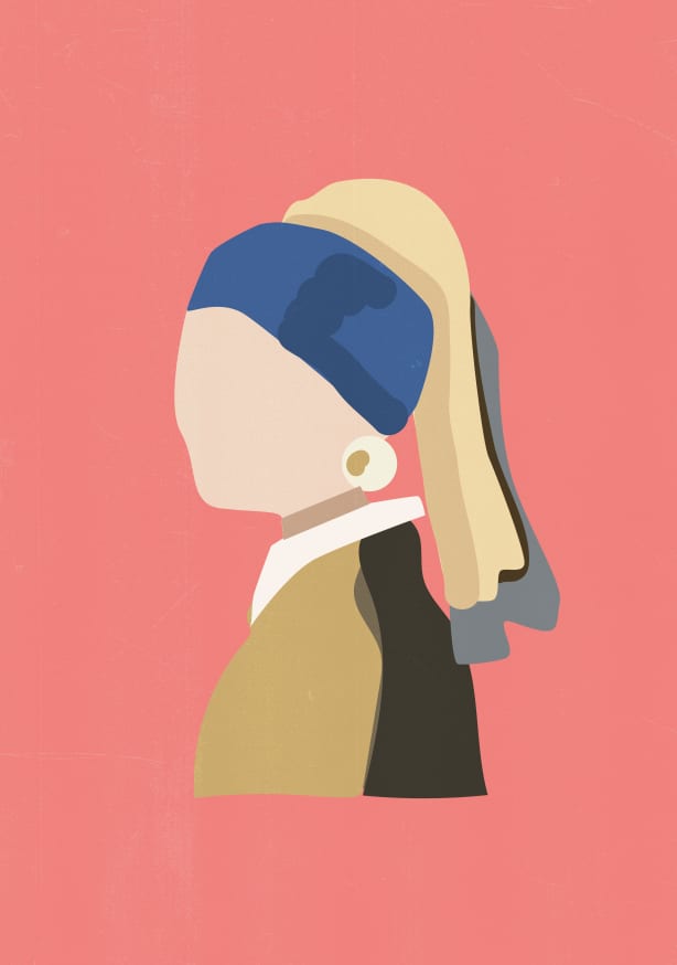Quadro Girl with Pearl Earring Pink - Obrah | Quadros e Posters para Transformar a Parede
