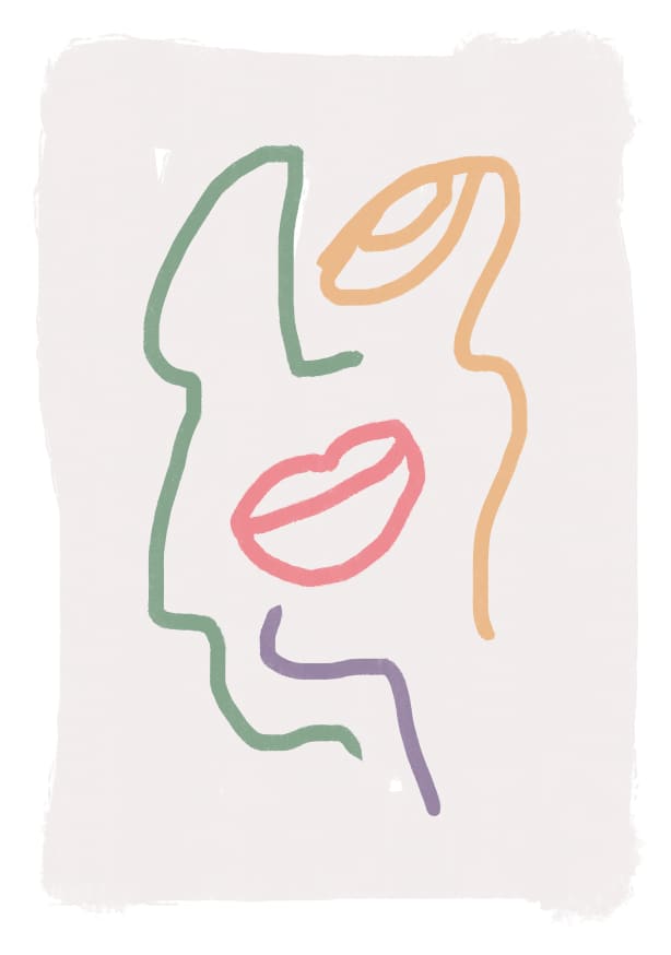 Quadro Line Art Pastels Rainbow Face - Obrah | Quadros e Posters para Transformar a Parede