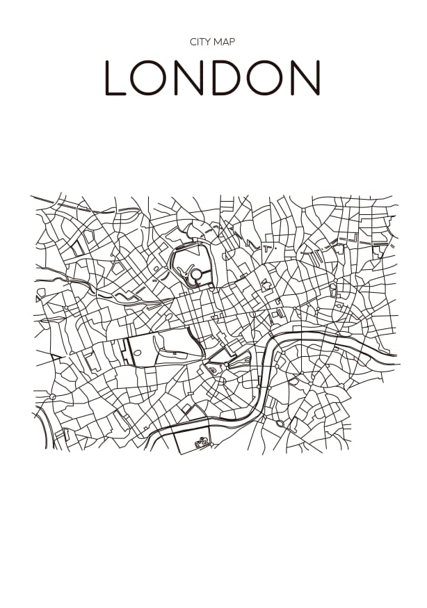 Quadro Mapa Minimalista London Branco - Obrah | Quadros e Posters para Transformar a Parede