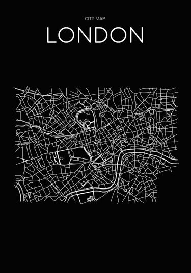 Quadro Mapa Minimalista London Preto - Obrah | Quadros e Posters para Transformar a Parede