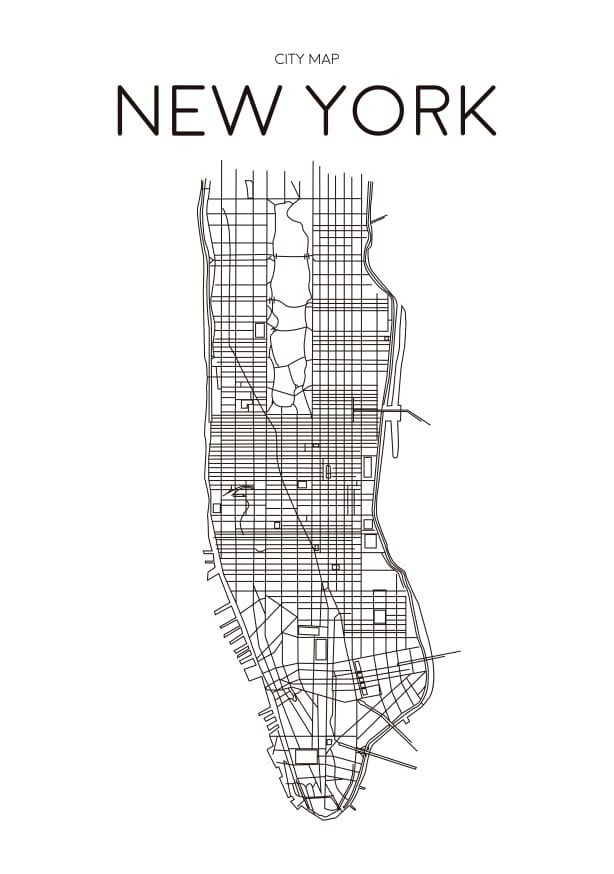 Quadro Mapa Minimalista New York Branco - Obrah | Quadros e Posters para Transformar a Parede