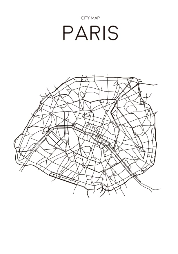 Quadro Mapa Minimalista Paris Branco - Obrah | Quadros e Posters para Transformar a Parede