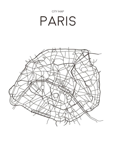 Quadro Mapa Minimalista Paris Branco - Obrah | Quadros e Posters para Transformar a Parede