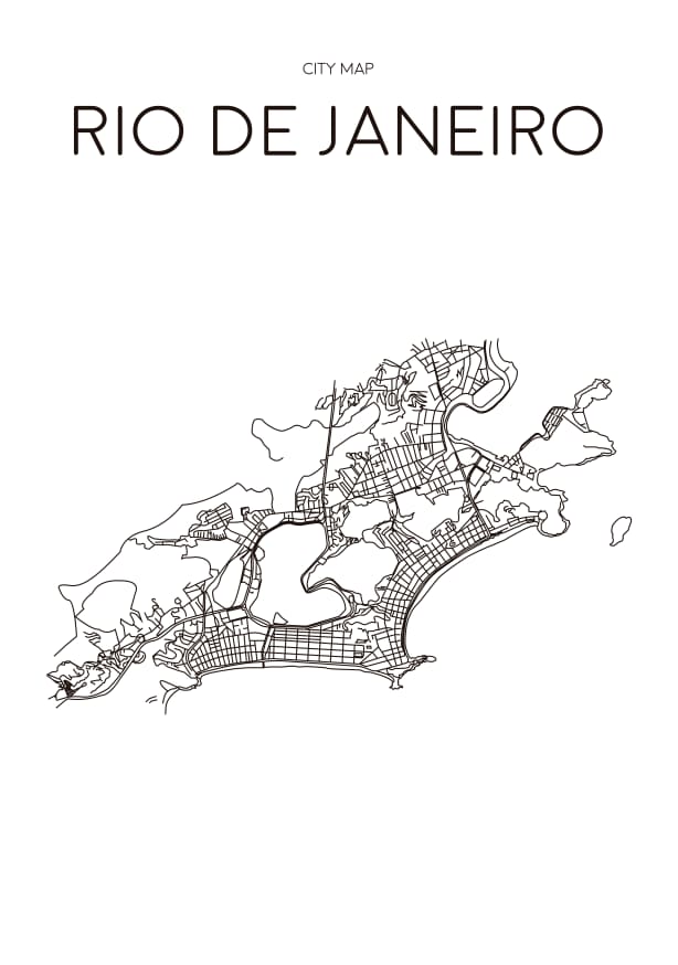 Quadro Mapa Minimalista Rio de Janeiro Branco - Obrah | Quadros e Posters para Transformar a Parede
