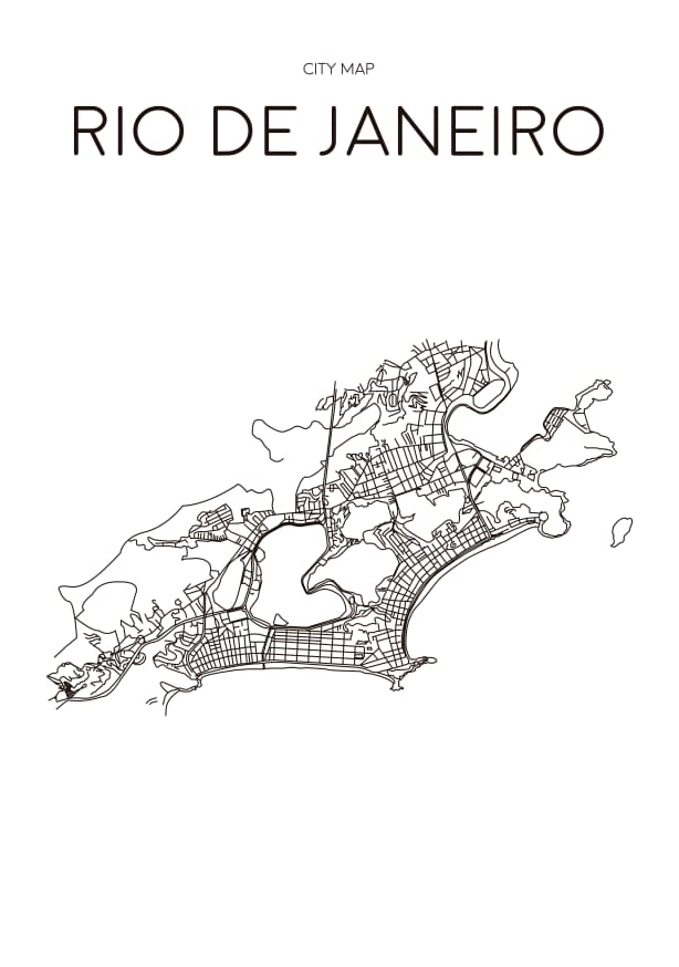 Quadro Mapa Minimalista Rio de Janeiro Branco - Obrah | Quadros e Posters para Transformar a Parede