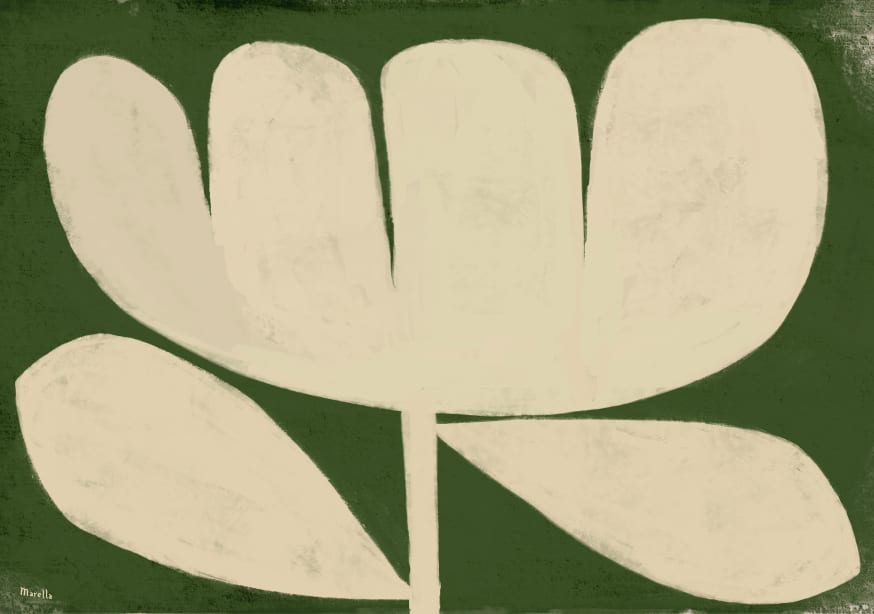 Quadro Flor Em Verde