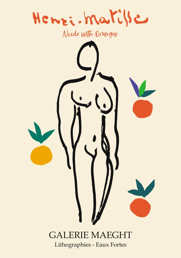 Quadro Nude with Oranges By Matisse - Obrah | Quadros e Posters para Transformar a Parede