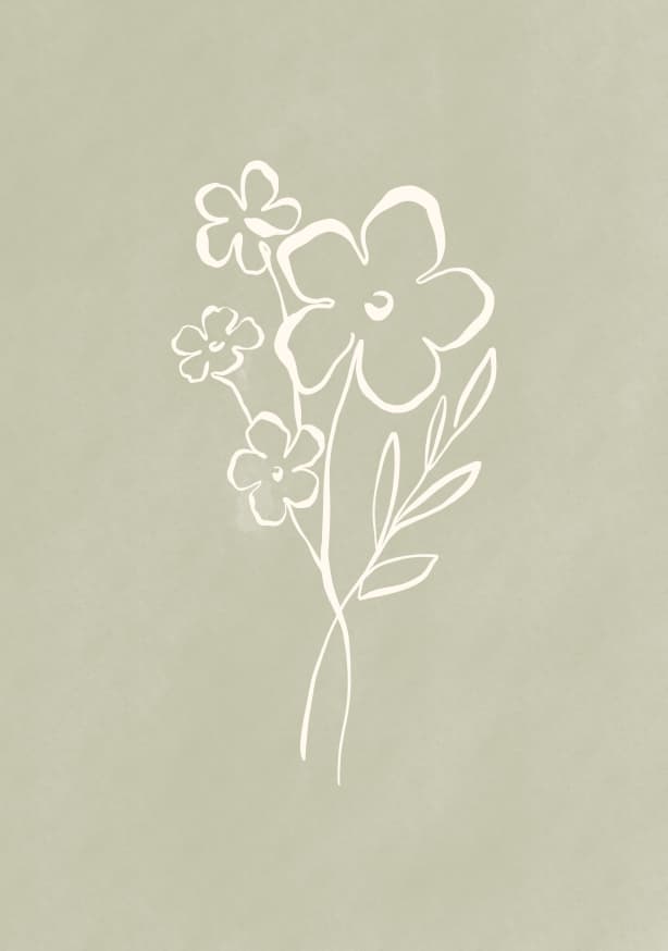 Quadro Sage Green Line Flower 3 - Obrah | Quadros e Posters para Transformar a Parede