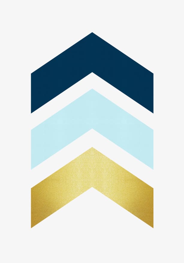 Quadro Setas Dourado E Azul - Obrah | Quadros e Posters para Transformar a Parede