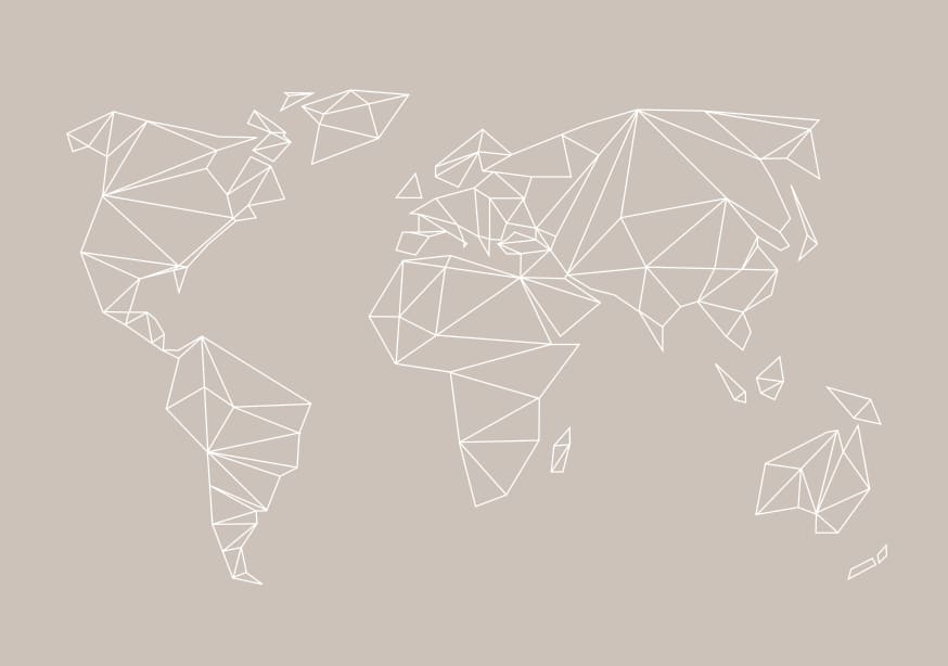 Quadro Geometrical World Map Beige Greige Creme - Obrah | Quadros e Posters para Transformar a Parede