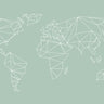 Quadro Geometrical World Map Pastel Sage Green - Obrah | Quadros e Posters para Transformar a Parede