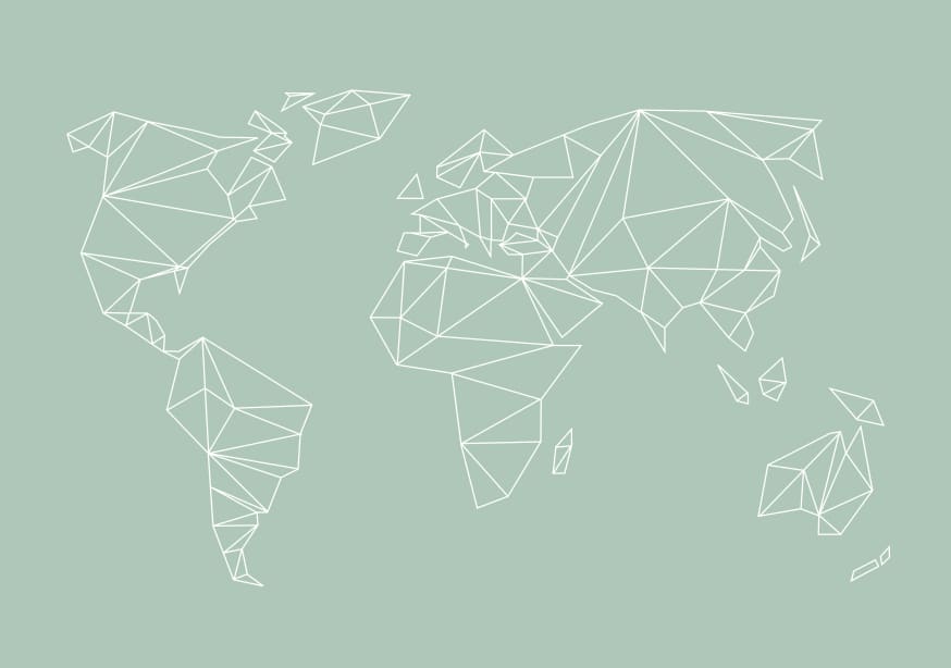 Quadro Geometrical World Map Pastel Sage Green - Obrah | Quadros e Posters para Transformar a Parede