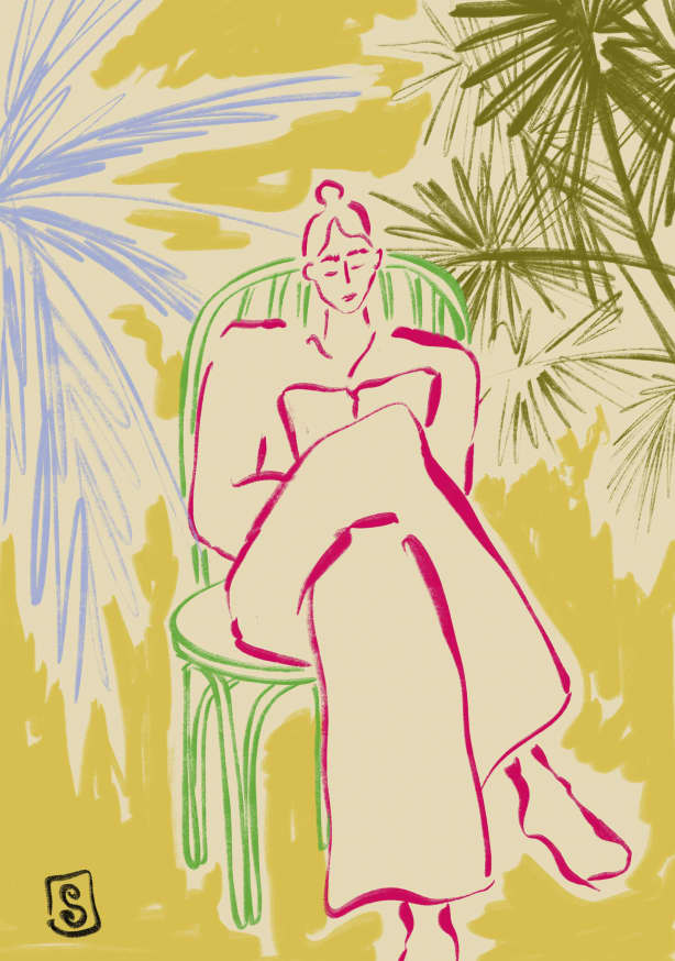 Quadro Reading Among Palm Trees