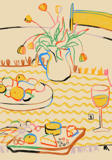 Quadro Yellow Tulips, Wine and Cheese