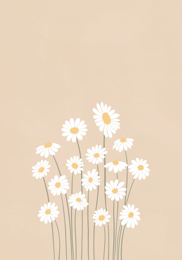 Quadro Warm Beige Daisies - Obrah | Quadros e Posters para Transformar a Parede