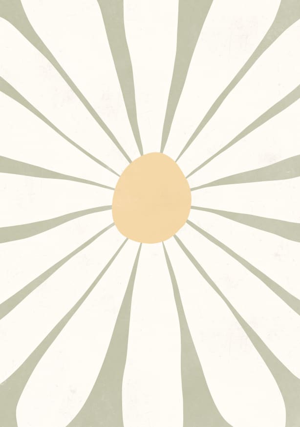 Quadro White and Sage Green Daisy - Obrah | Quadros e Posters para Transformar a Parede